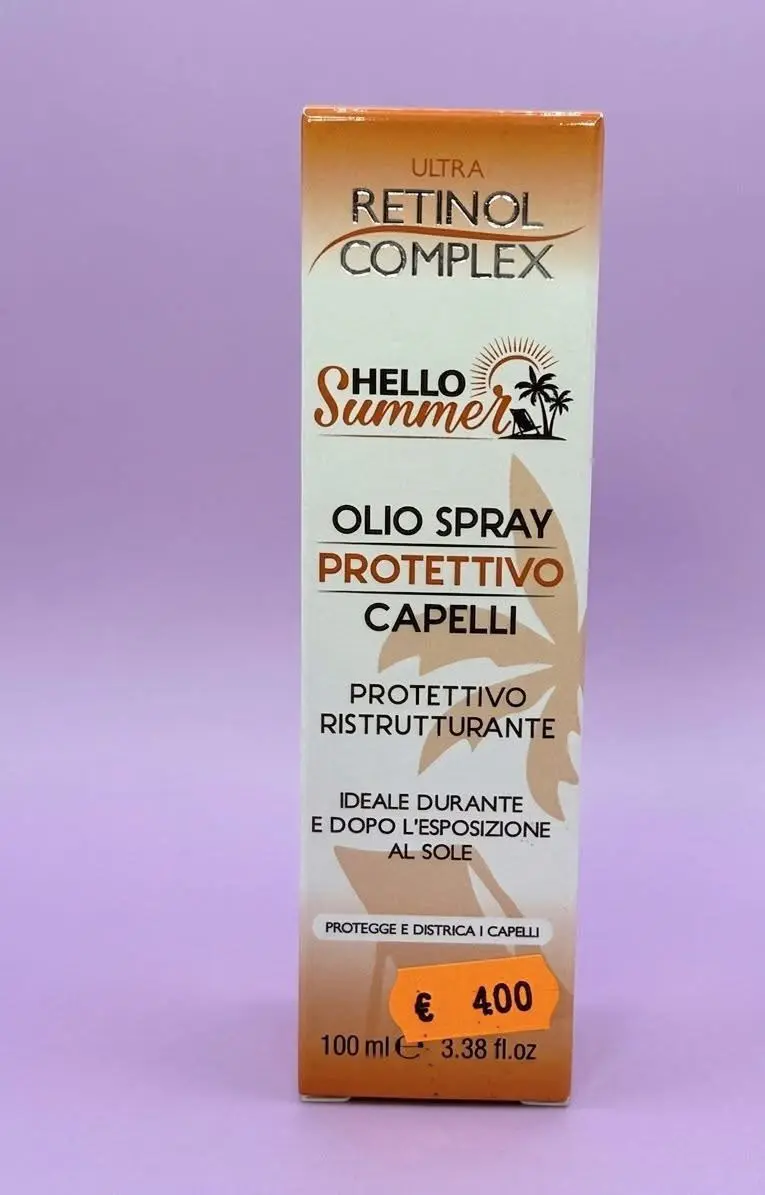 retinol Olio Spray azione protettivo e ristrutturante per capelli.